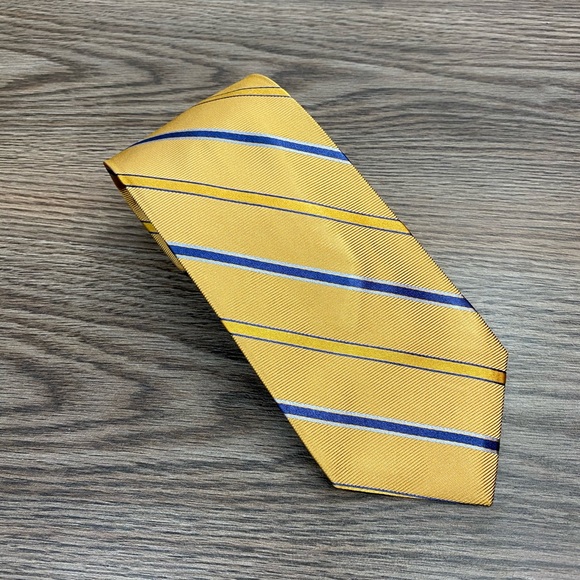 Brooks Brothers NWT Gold w/ Blue Stripe Tie - Picture 2 of 5